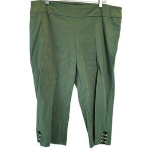NWOT JM Collection Moss Green Stretch Capri Pants with Rhinestone Detail Size 2X